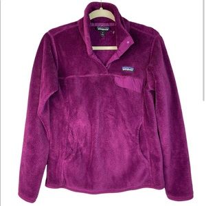 Patagonia Re-tool Fleece Snap-T Pullover Plum Merlot Fuzzy Textured Top Jacket